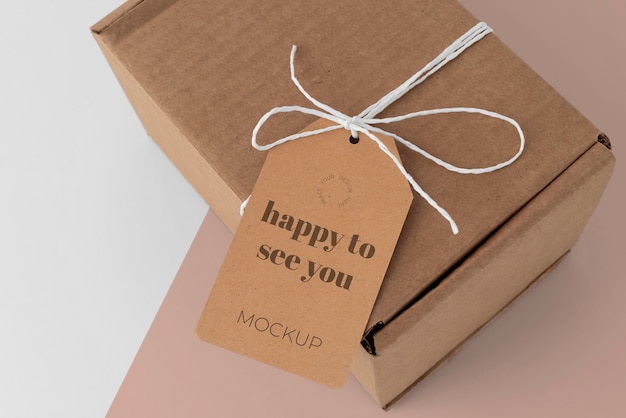 Arrangement with craft box tag mock-up