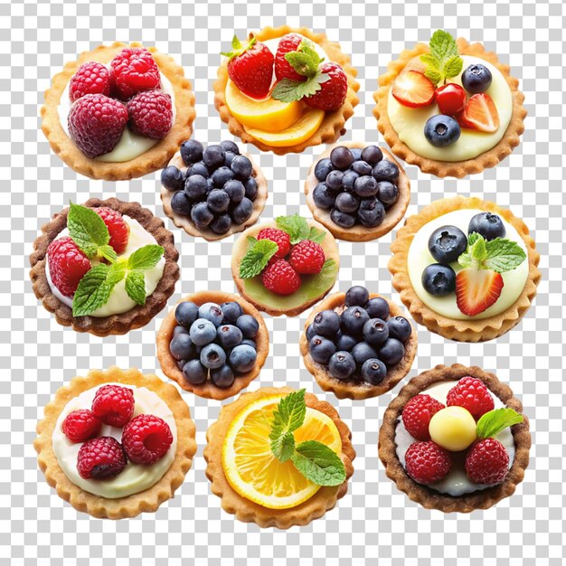 PSD array of fruits tart isolated on transparent background