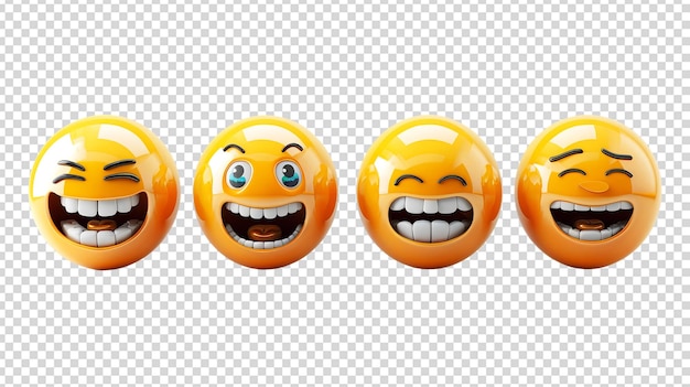 PSD array of smiling and laughing emojis showcasing a variety of joyful and humorous digital expressions