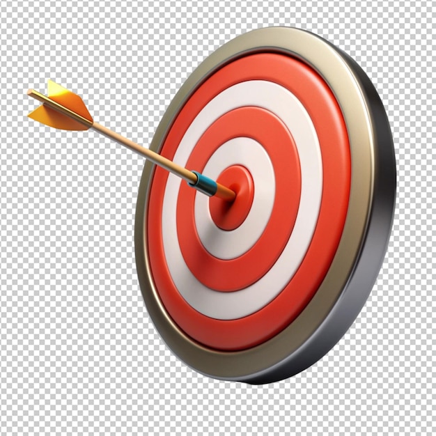 PSD arrow bullseye target isolated on transparent background