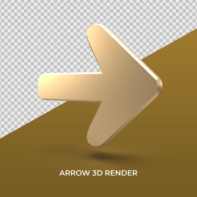 Arrow gold icon right 3D Render