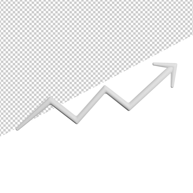 Arrow Growth Graph Increase front view 3d icon rendering illustration on transparent background