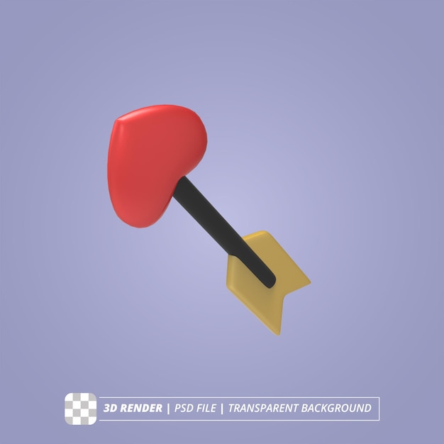 ARROW HEART 3D RENDER ISOLATED IMAGES