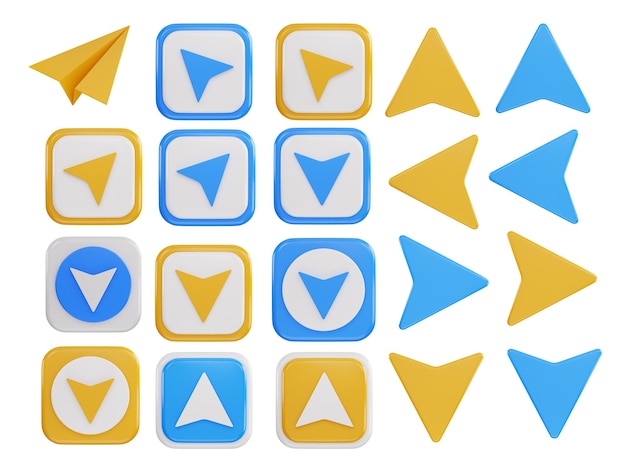 Arrow icon on 3d rendering vector illustration set