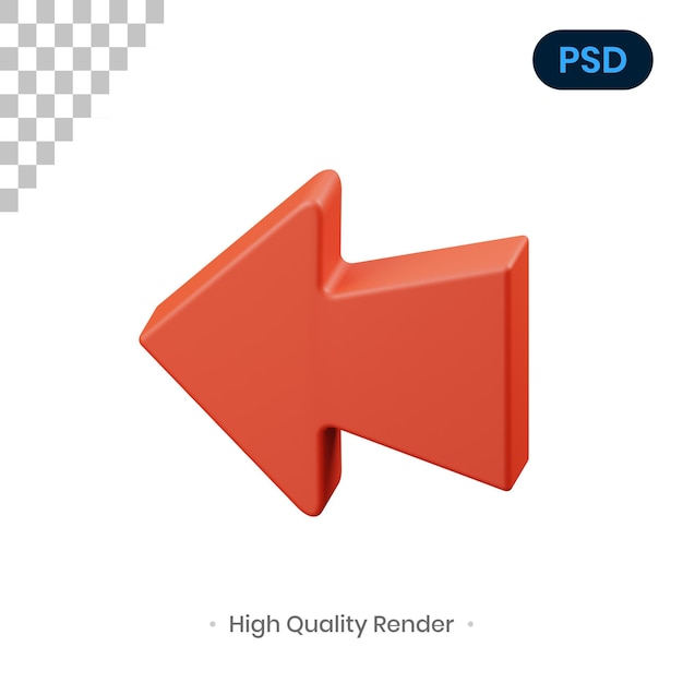 Arrow Left 3D Render Illustration Premium Psd