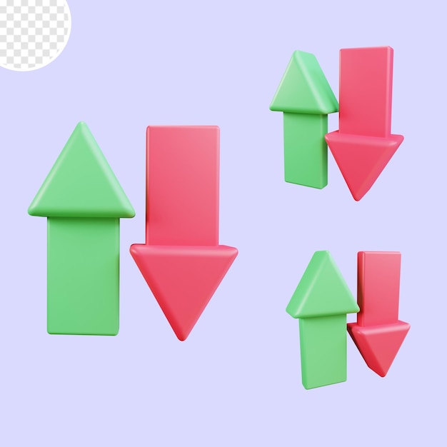 Arrow Up Down 3D Render With Transparent Background