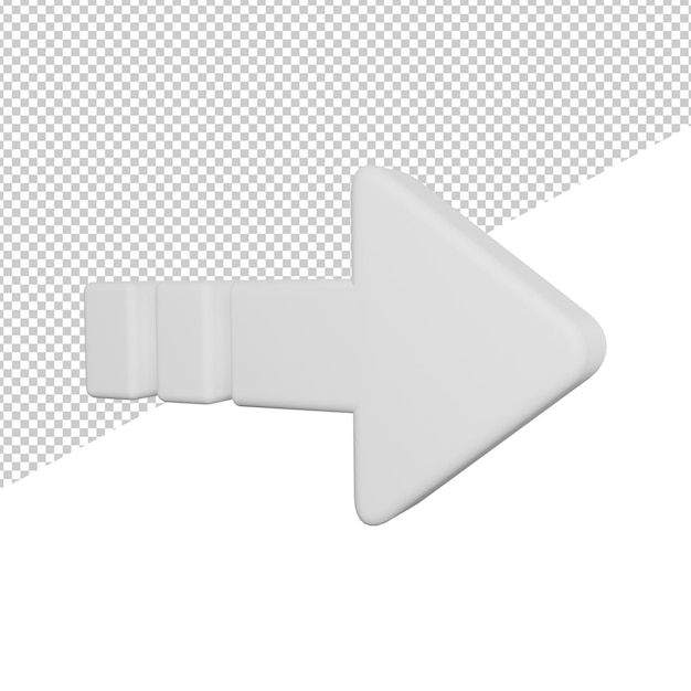 Arrows Right Pointer side view 3d icon rendering illustration on transparent background