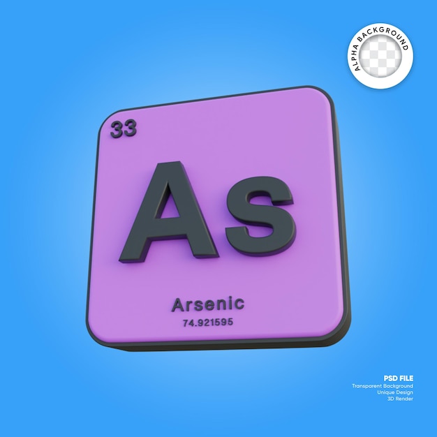 Arsenic chemical element periodic table 3d render