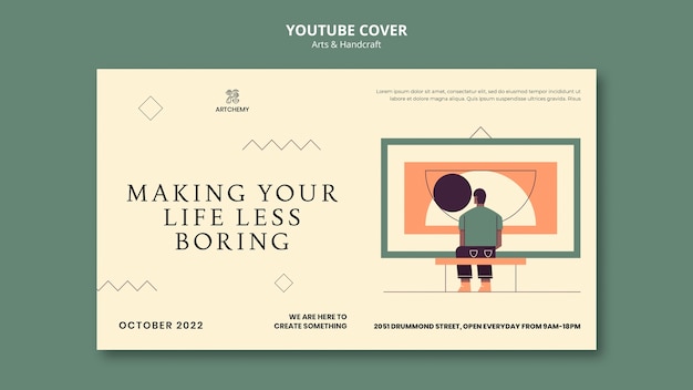 Art and craft youtube cover template design