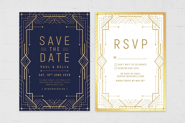 PSD art deco gala invitation template in psd