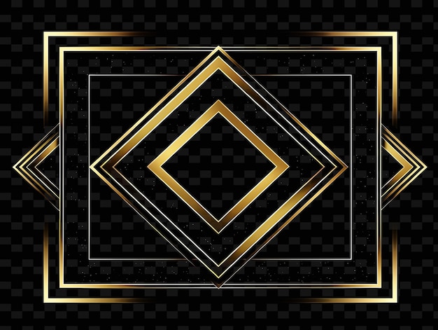 PSD art deco gold frame with stepped pattern adorned with black png luxurious background design