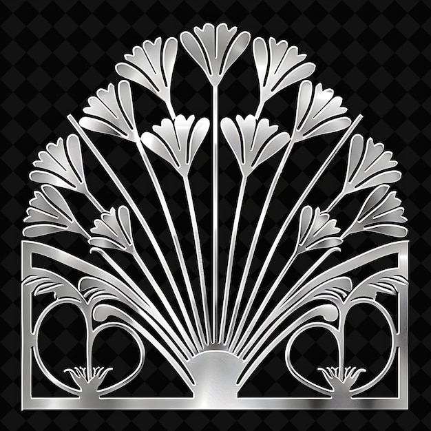 PSD art deco trellis made from aluminum fan shaped design with p outline natural decorative design