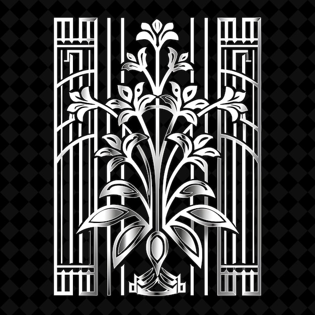 PSD art deco trellis made from stainless steel showcasing geomet outline natural decorative design