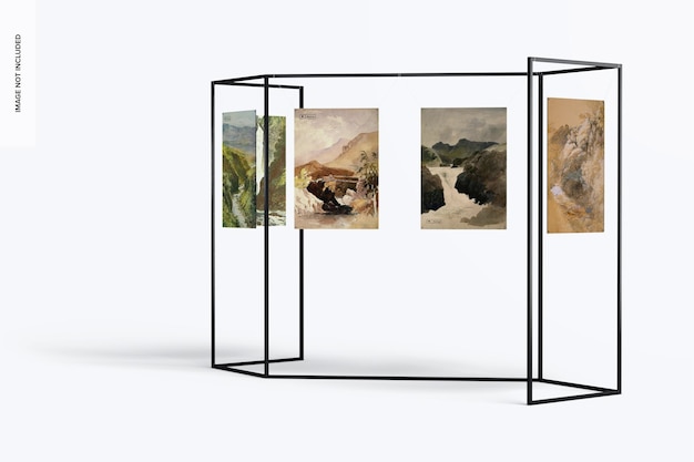 Art Exhibition Metallic Modular Frame Mockup, Right View