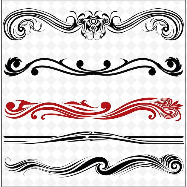 Art Nouveau Borderlines Design With Flowing and Organic Deco PNG Unique Stylized Motifs Designs