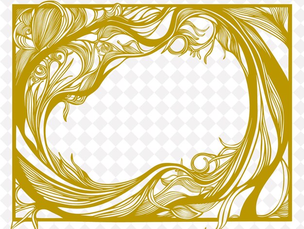 PSD art nouveau frame border with sinuous organic lines and whip creative png abstract designs