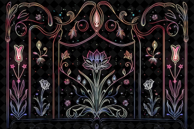 PSD art nouveau style headboards 8 bit pixel with flowing lines png unique y2k design collection