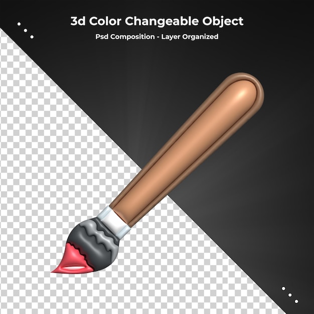 Art pastel color palette with 3d rendering  paintbrush tool for drawing