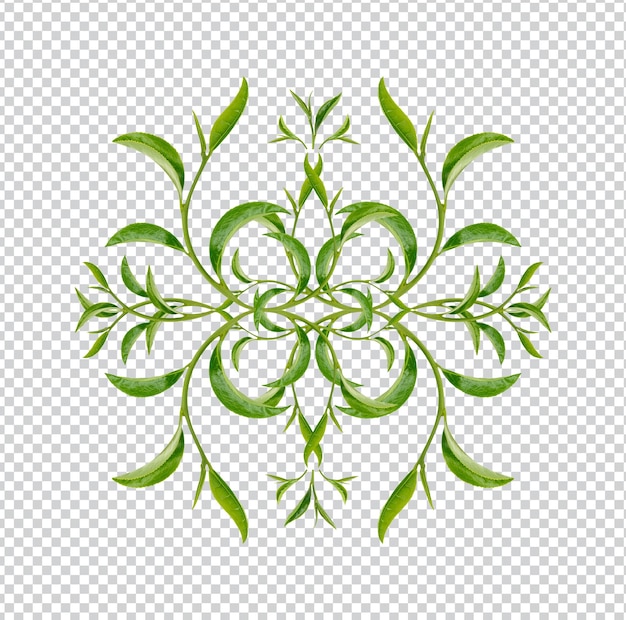 Art pattern green tea leaves Premium PSD