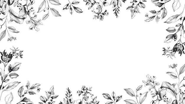 PSD an art style handdrawn intertwined tiny flower border minimalist simplistic