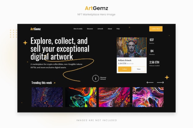 ArtGemz Simple Dark NFT Marketplace Hero Image