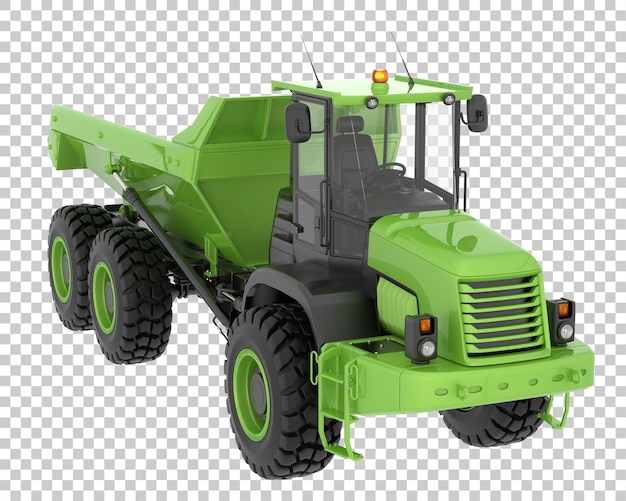 Articulated dump truck on transparent background 3d rendering illustration