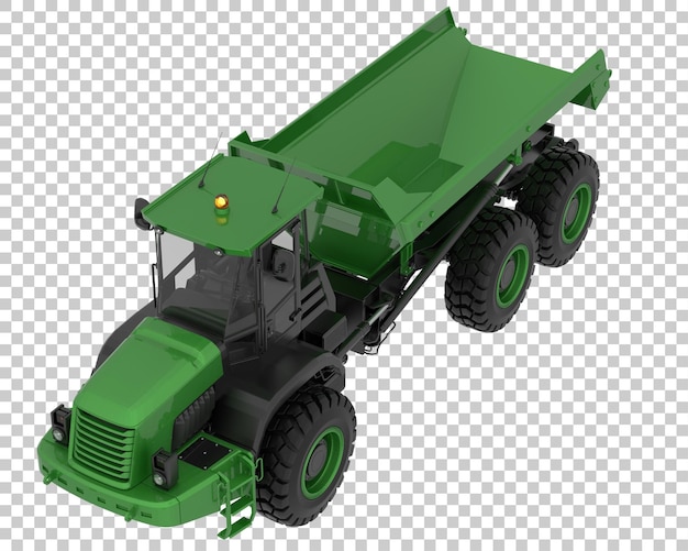 Articulated dump truck on transparent background 3d rendering illustration