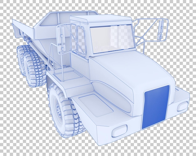 Articulated dump truck on transparent background 3d rendering illustration