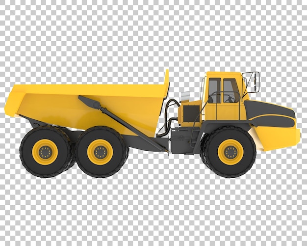 Articulated dump truck on transparent background 3d rendering illustration