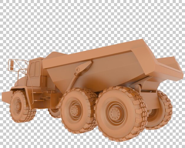 Articulated dump truck on transparent background 3d rendering illustration