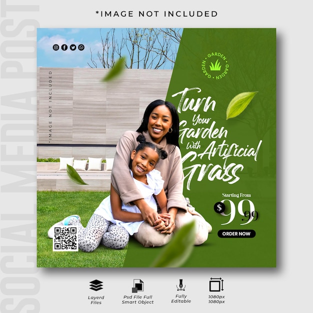 Artificial Grass Instagram Post Template Design