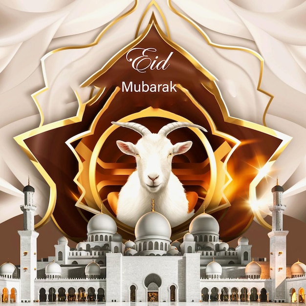 Artistic Eid Al Adha mubarak mosque banner design background