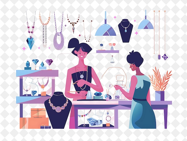 PSD artistic jewelry designer with characters designing and crea png people in daily work illustration