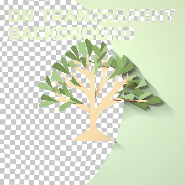 Artistic representation of a green tree with leaves on a transparent