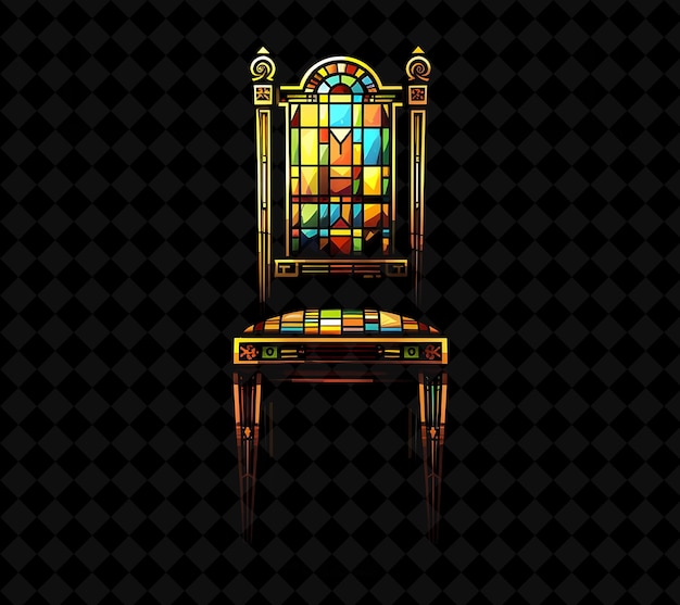 PSD arts and crafts style dining chairs 8 bit pixel with handcra png unique y2k design collection