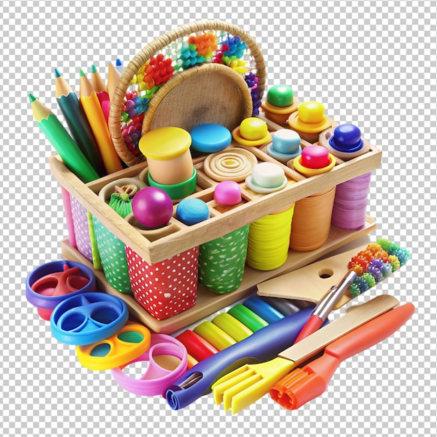 PSD arts and crafts supplies toy on transparent background