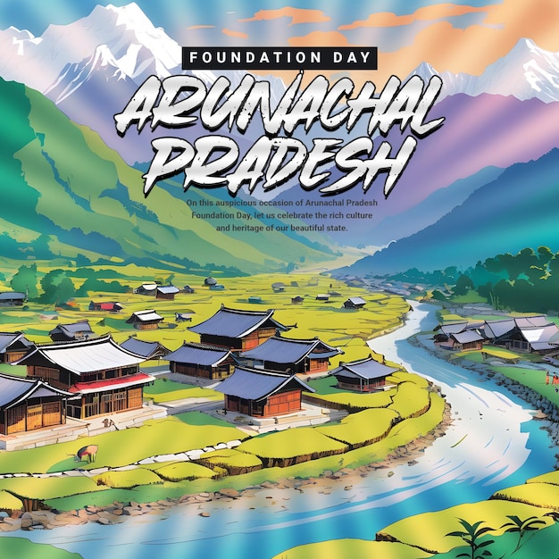 Arunachal Pradesh Foundation Day social media post banner template