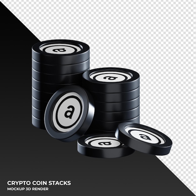 Arweave AR coin stacks cryptocurrency 3D render illustration