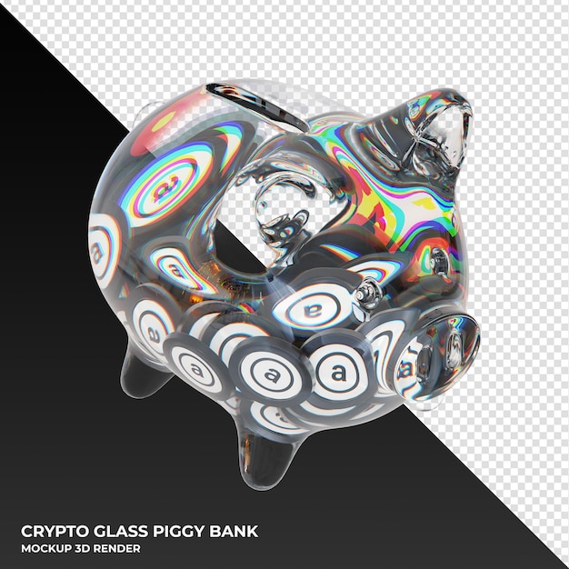 Arweave AR Glass piggy bank with crypto coins 3d illustration