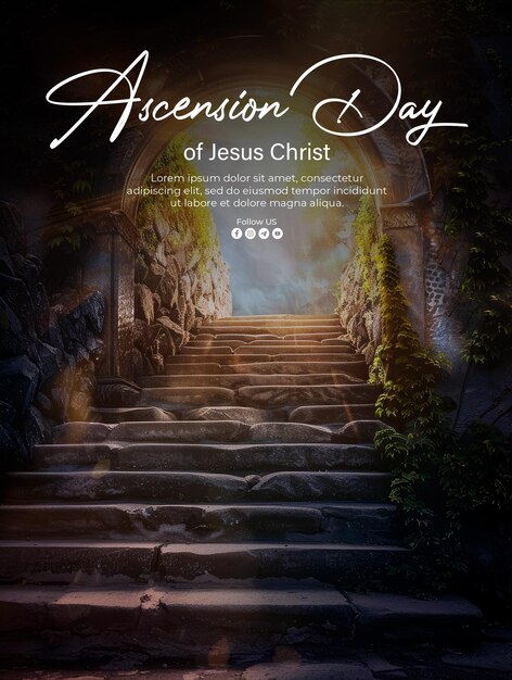 ascension poster of jesus christ with Background Stairway to Heaven