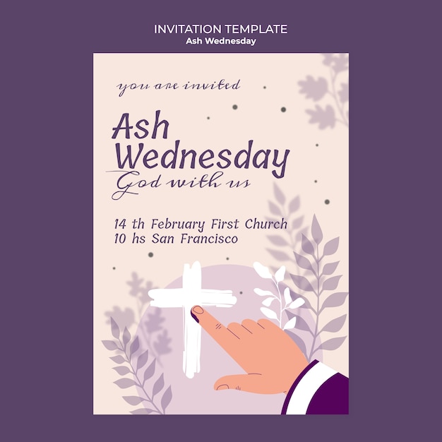 Ash wednesday celebration invitation template