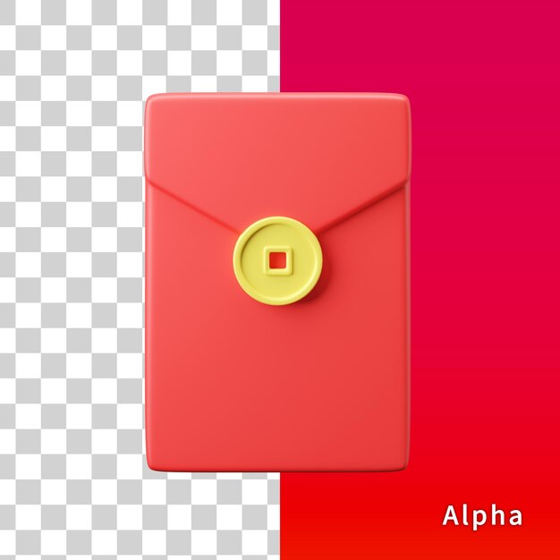 Asia culture money bag or red envelope 3d render