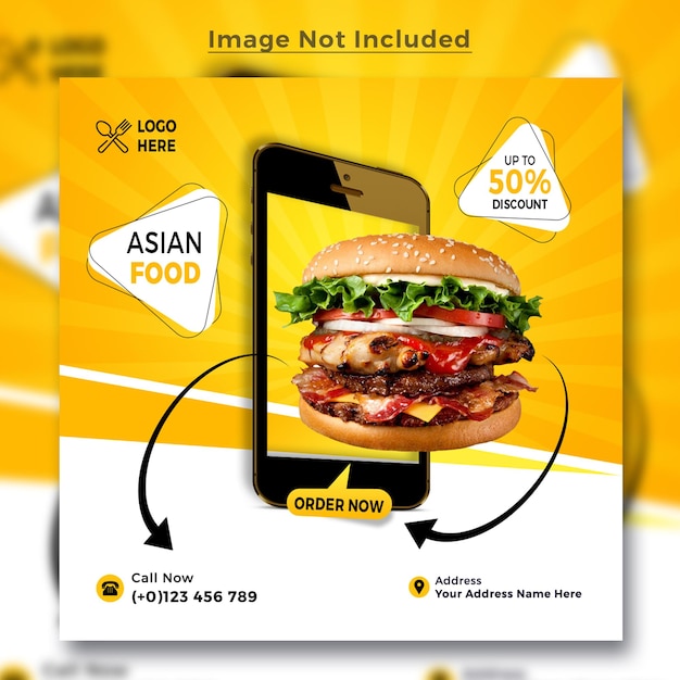 Asian Burger Food menu social media instagram post banner