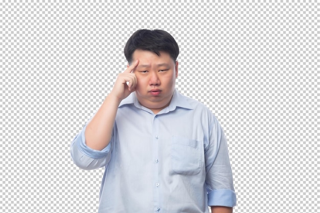 Asian business fat man in blue shirt Psd file