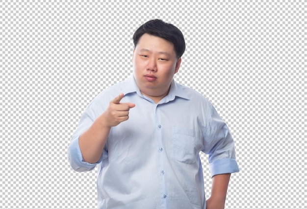 Asian business fat man in blue shirt Psd file