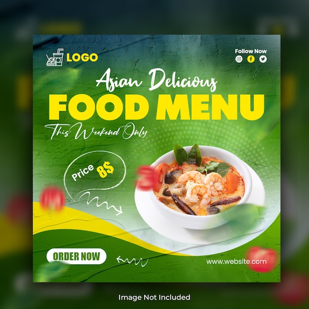 Asian delicious food menu instagram post square banner