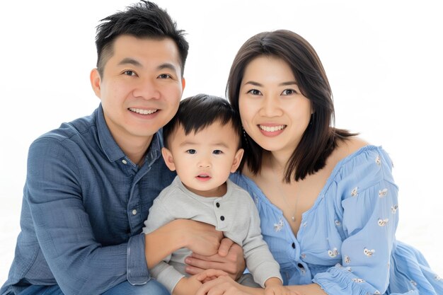 PSD asian family studio photo with copy space