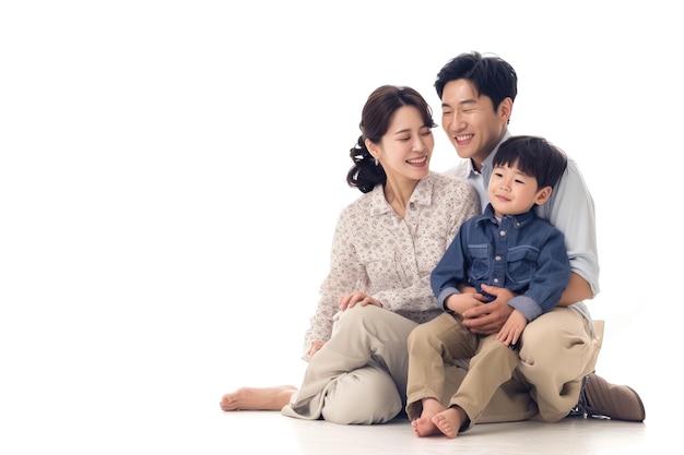 PSD asian family studio photo with copy space