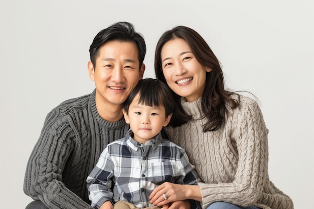 PSD asian family studio photo with copy space