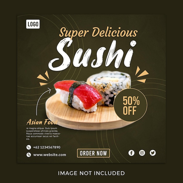 asian food japanese sushi social media post template